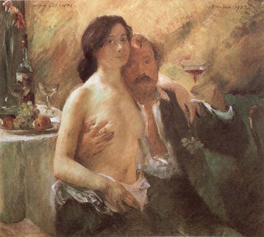 Self-Portrait with his wife and a glass
